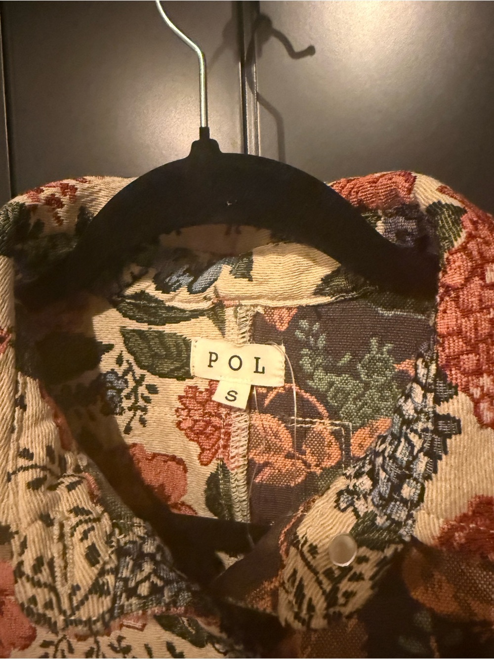 🌺 POL Womens My Vintage Romance Jacquard Floral Patchwork Jacket Shacket Size S - Picture 5 of 15
